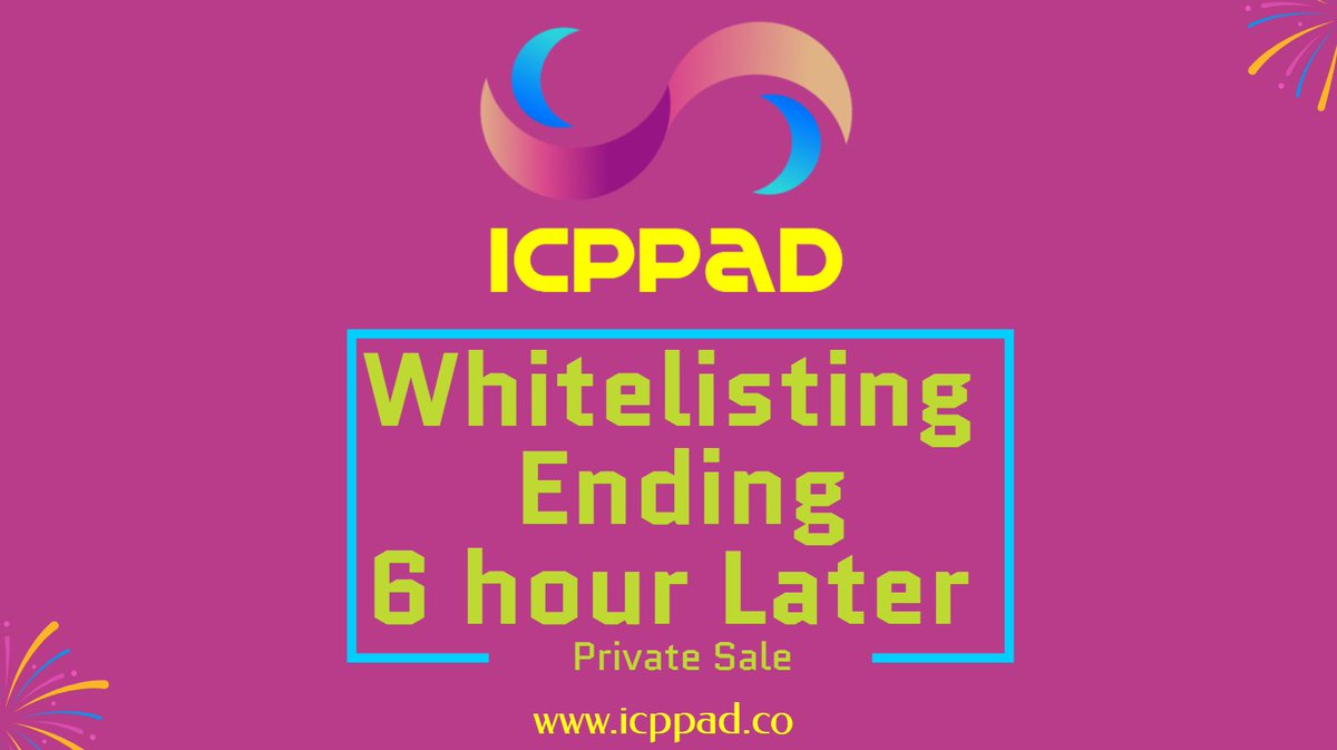 #ICPPAD Private Whitelisting Application is going closed

✍️Whitelisting is Going to close Only 6 Hour Left.
🔐AT  : 2022–04–29 23:59:00 UTC

Join whitelist: app.cakepad.io/project/whitel…

#presale #ICO #ido #Launchpad #presale #privatesale #BSCGemsAlert #BSC