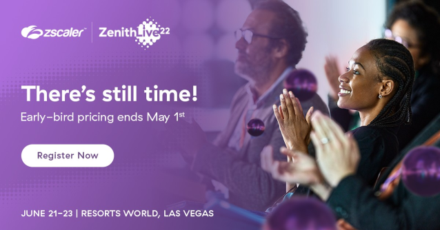 Ruffner007's tweet photo. Early bird pricing for Zenith Live ends May 1st! Don't miss the cybersecurity event of the year featuring thought leaders, hands-on workshops, and a massive catalog of informative breakout sessions. Register now: https://t.co/GbONtp9UgZ #ZenithLive2022 https://t.co/jBRW8rpMHi https://t.co/mIkiYB4xuz