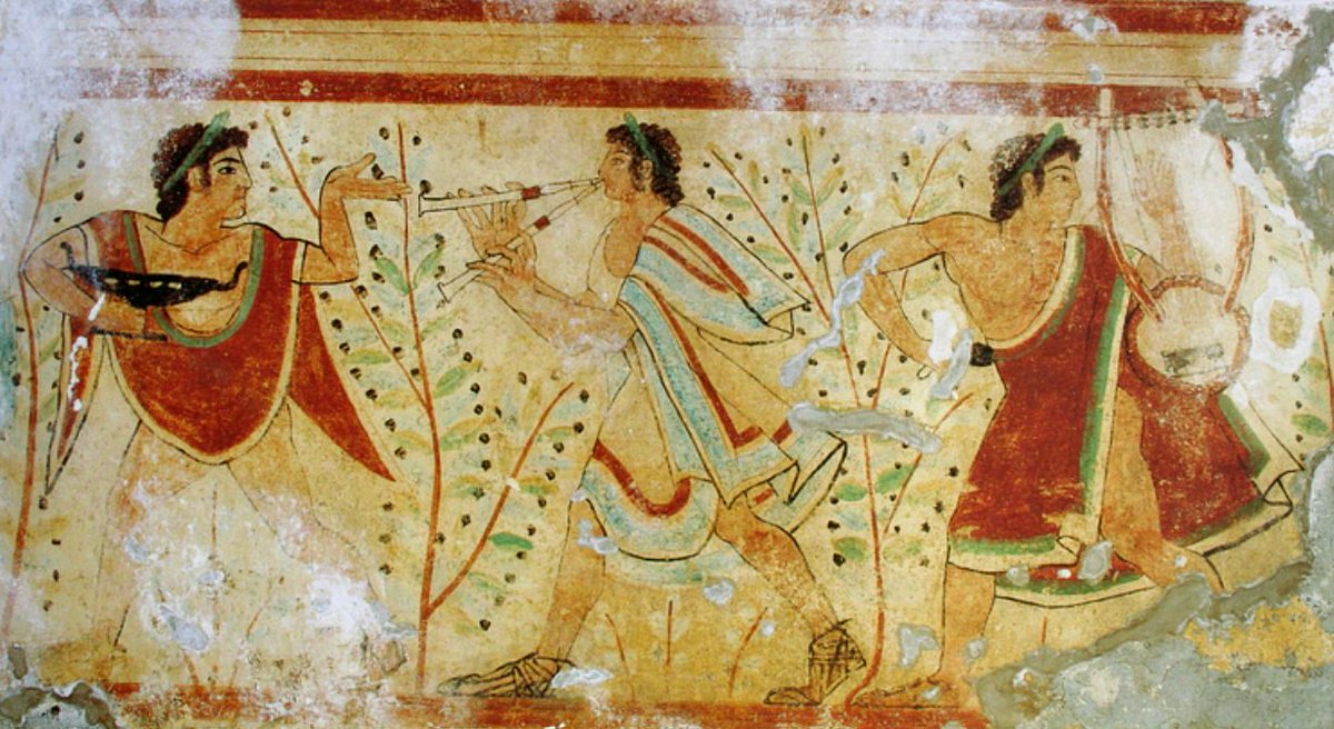 whencyclopedia's tweet image. A wall-painting from the Etruscan Tomb of the Lionesses (actually panthers) at Tarquinia. In this scene are dancers and musicians. 530-520 BCE. worldhistory.org/image/6262/mus…

#InternationalDanceDay