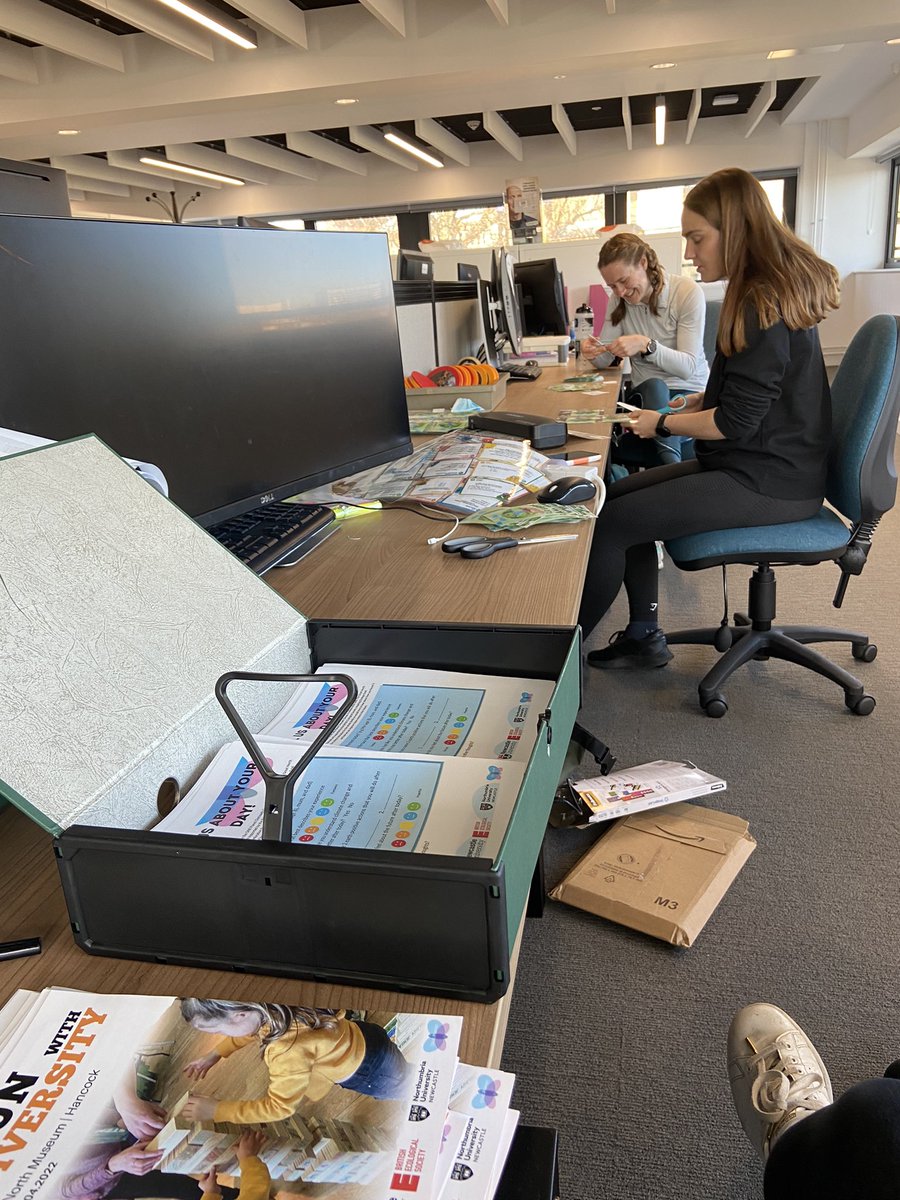 All set up in @GNM_Hancock and the production line for final prep is going strong for our event tomorrow, Big Fun with Biodiversity | Our Changing Earth! @_BeckySanderson @N_J_Lee @BritishEcolSoc @ONEPlanetDTP  #stemoutreach #education #globalchange