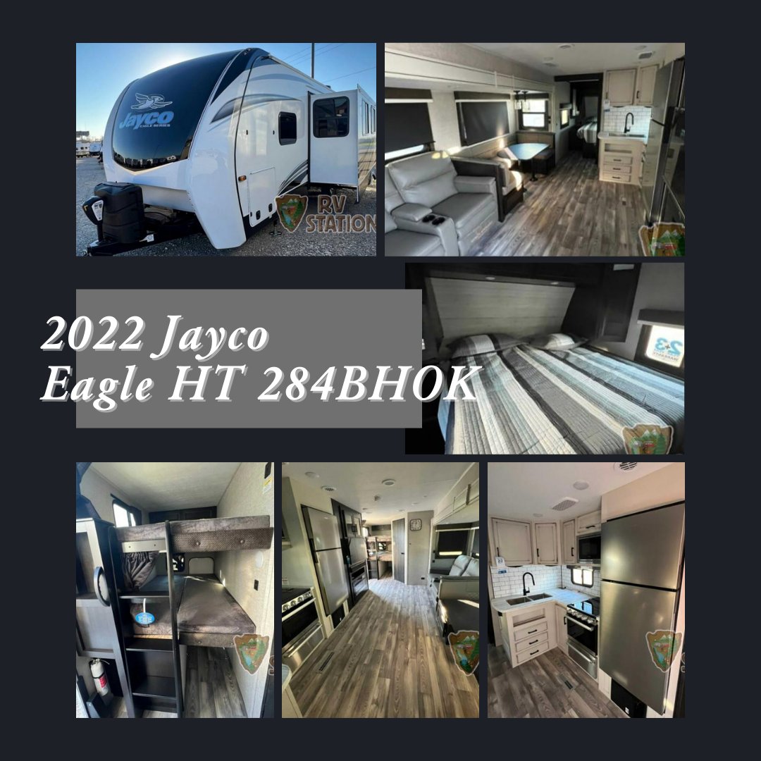 RVStationWaco's tweet image. Ready to stand apart from the crowd?

Roll into the RV park in style with this new 2022 Jayco Eagle HT 284BHOK travel trailer. Features include a private master bedroom &amp;amp; bunkhouse. Schedule your walk-through today at RV Station Waco. ▶️ rpb.li/r7ebto

#JaycoRV #rvlife