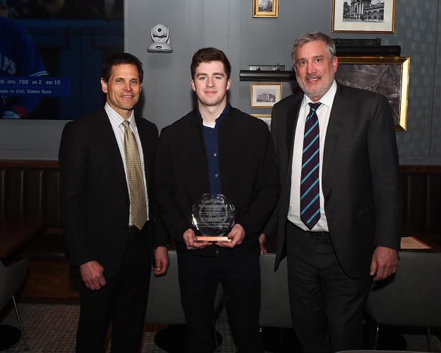 NVRiverRats's tweet photo. Congrats to four year River Rat and current @MerrimackMIH forward @mattycopponi63 on winning the 2021 John Carlton Award, presented to the best High school player in Mass. Due to Covid, he wasn’t honored until last night at the @NHLBruins game. https://t.co/nGoWvxk3n7