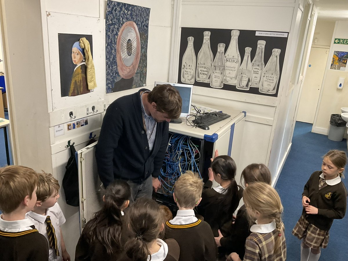 The_STEM_Hive's tweet photo. Year 3 this week are understanding how our internet works with the help of Mr Strickland. #sthilarysschool https://t.co/CADInl7mOW