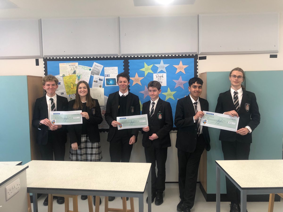 ...and that's a wrap of Lev CanSat 2021-2022.
We hope to be back later this year for the 2022-2023 season but I'll leave you with a photo of us with out final charity donation cheques of £100.19 per charity!
~Andrew
<a href="/decappeal/">DEC</a> <a href="/beatED/">Beat</a> <a href="/scope/">Scope</a> <a href="/Leventhorpenet/">Leventhorpe</a> <a href="/LevSixthForm/">Sixth Form Team</a>