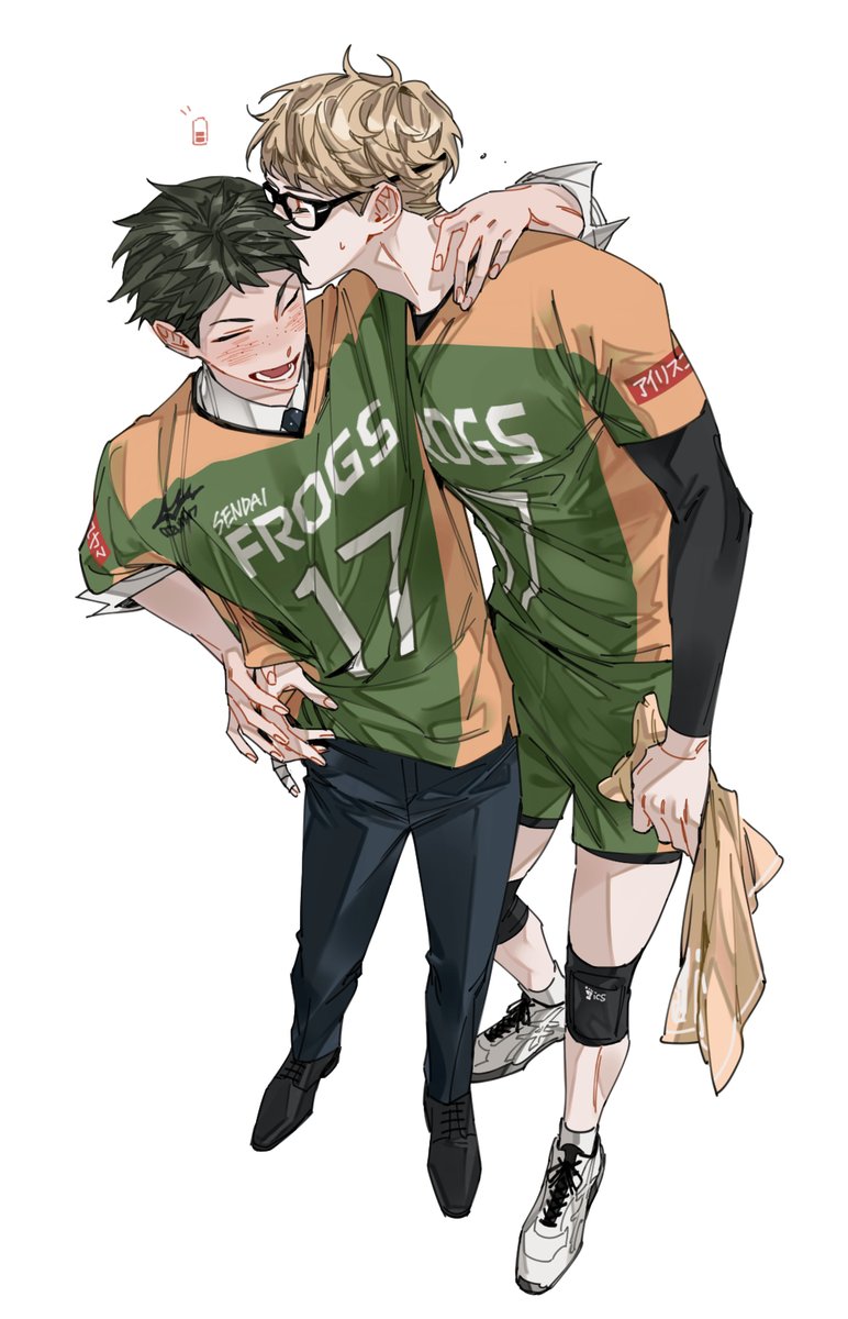 multiple boys 2boys sportswear male focus volleyball uniform glasses yaoi  illustration images