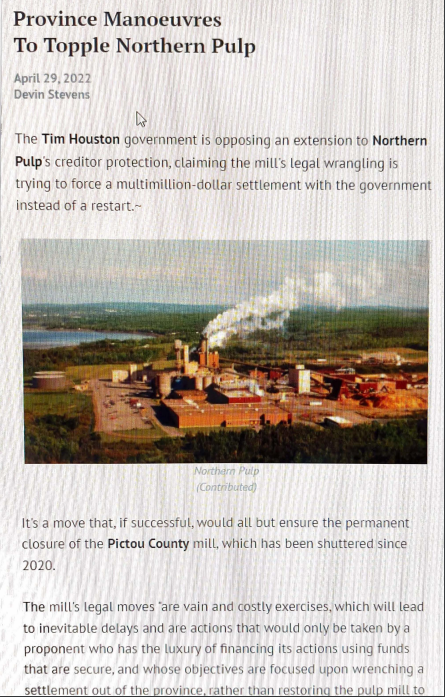 Thank you <a href="/TimHoustonNS/">Tim Houston</a> and Team for standing up for the citizens of Nova Scotia. Its clear NP priority is more focused on litigation of the tax payer as oppposed to putting a scientifically sound effluent proposal forward. #nspoli #northernpulp