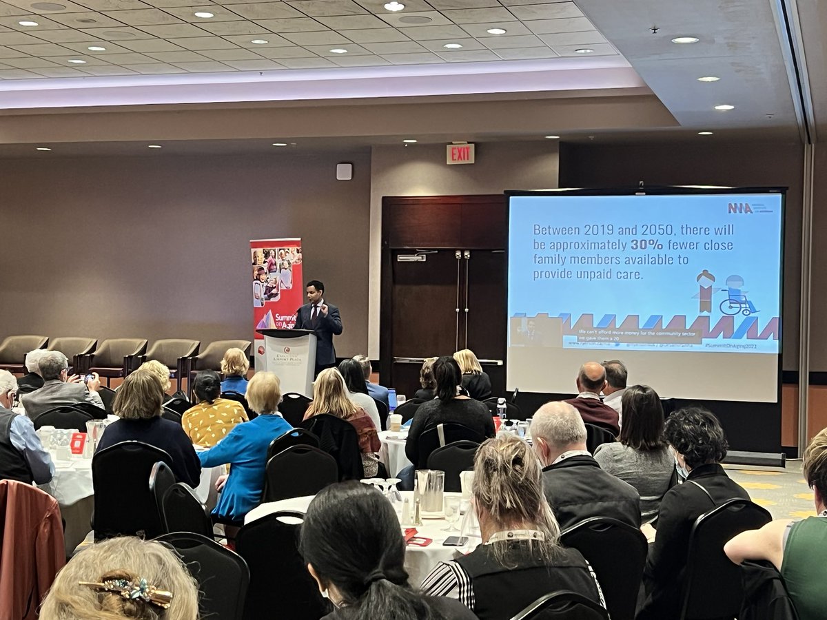 UnitedWay_BC's tweet photo. Between 2019 and 2050 there will be approximately 30% fewer close family members available to give unpaid care. - @DrSamirSinha #SummitOnAging https://t.co/k117ba8lxh