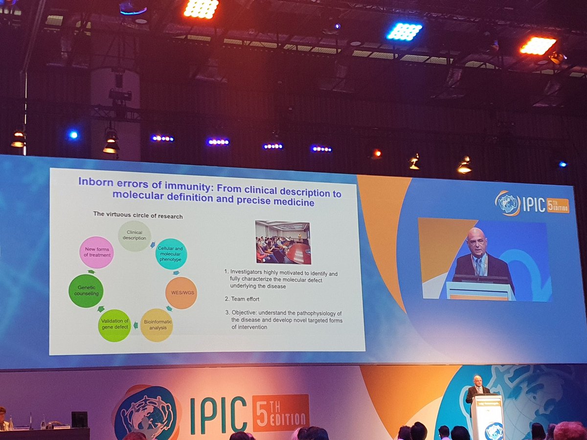 @ldnotar is captivating the audience of #IPIC5 with a FANTASTIC talk taking us full (virtuous) circle from clinical description of #primaryimmunodeficiencies #IEIs to molecular definition and precise medicine! What a ride! Thank you Gigi! @MahlaouiNizar @martinepergent