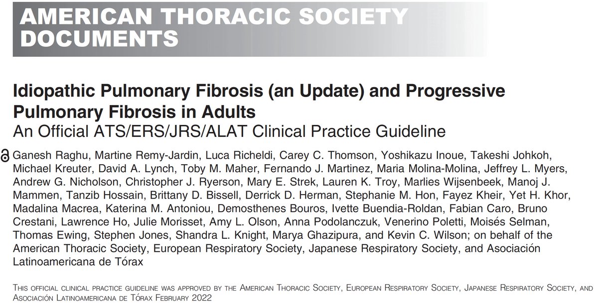 🔥Finally out online: the latest multisocietal guidance defining progression in fibrotic lung disease🫁 has arrived! These long-awaited guidelines help better clarify disease definition and guide treatment doi.org/10.1164/rccm.2… What does this mean? Hang on to your hats! 🧵1/n