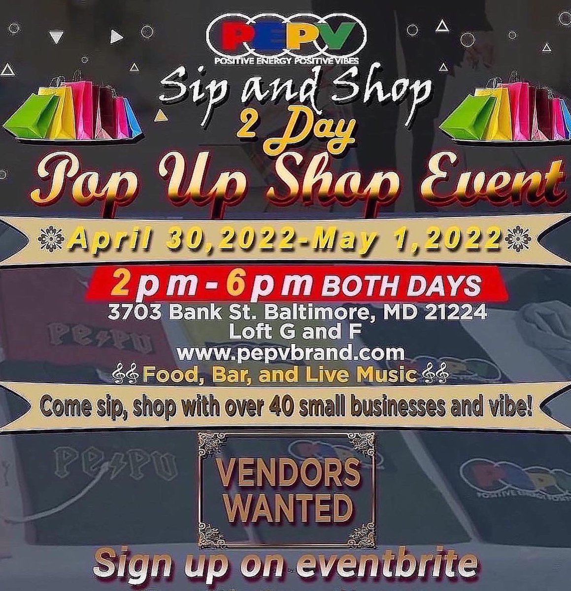 JStackhouse924's tweet photo. My 1st event since the pandemic started. If you in the Baltimore area slide thru to my Pop Up Shop tomorrow or Sunday. Food, Open Bar, live DJ, over 50 small businesses in the DMV, nothing but Positive Energy &amp; Positive Vibes #PEPV https://t.co/rjoWk9KQKf