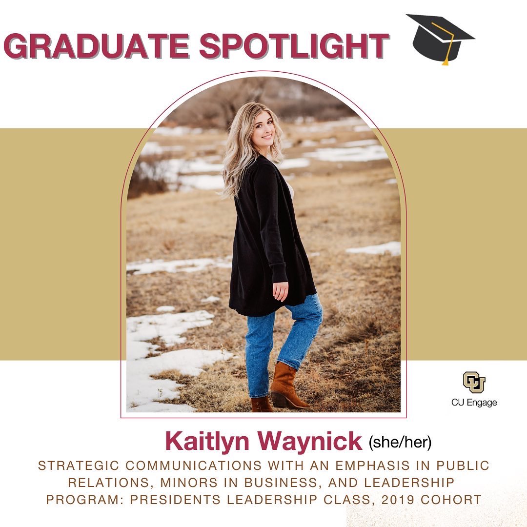 cu_engage's tweet photo. As we approach graduation we’d like to congratulate one of our CU Engage students, Kaitlyn Waynick 👏🏽 Here’s to a milestone of many! 💛 https://t.co/O8Q5i7cK5x