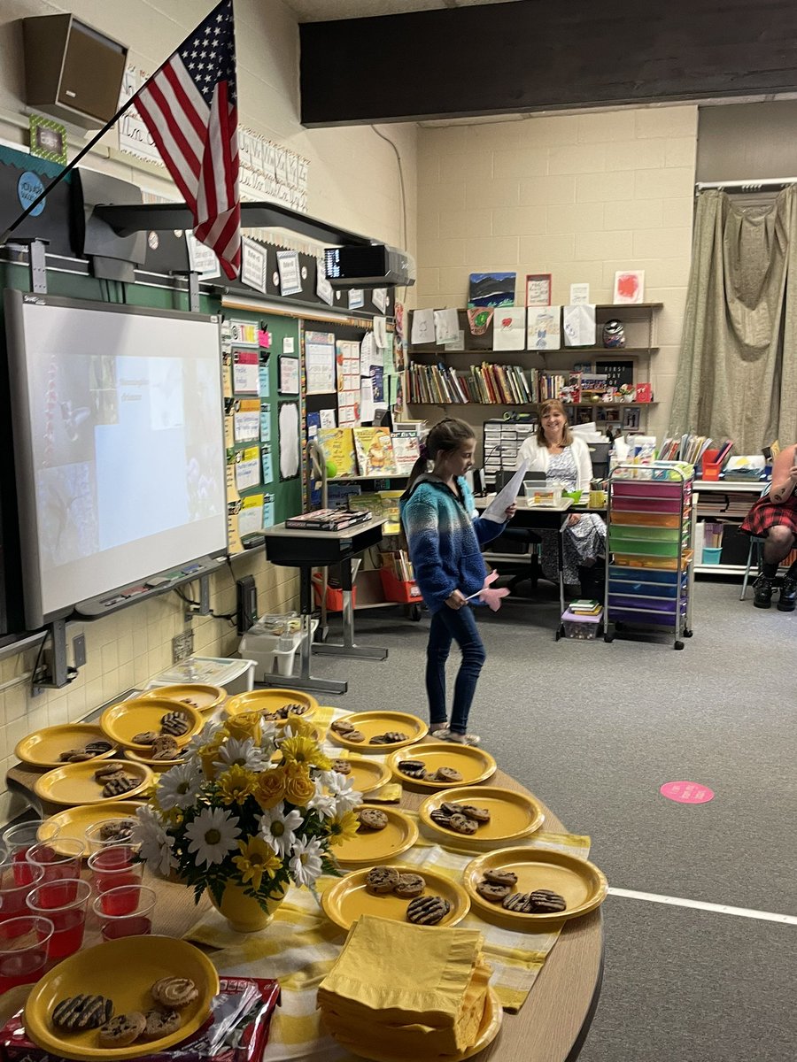 Mrs_Sims_IS's tweet photo. Room 114 did an AMAZING job reading their poems for our final April Poetry Cafe! Thank you to everyone who attended and visited with our students. We are so proud of these amazing readers! 💜 https://t.co/kPX1IDggyR