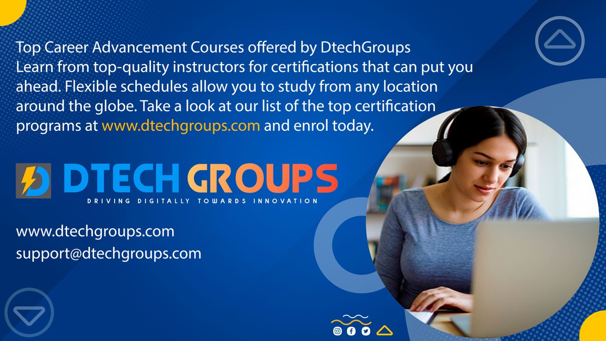 DtechgroupsM's tweet image. Top Career Advancement Courses offered by DtechGroups. Take a look at our list of the top certification programs at dtechgroups.com  and enrol today. #twitter #career #certification #Course #dtech #Onlineclass #OnlineTraining #onlinecourse