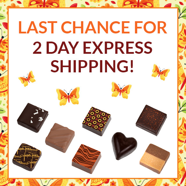 TODAY is the last day to order and receive 2 Day Express Shipping to ensure mom gets her goodies in time for Mother's Day. Show how much you care with an assortment of our delicious Bonbons or one of our hand-selected bundles with all of her favorites! 🧡