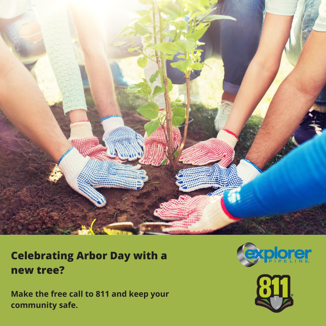 ExplPipeline's tweet image. Celebrating Arbor Day with a new tree or shrub? Call 811 before breaking ground!