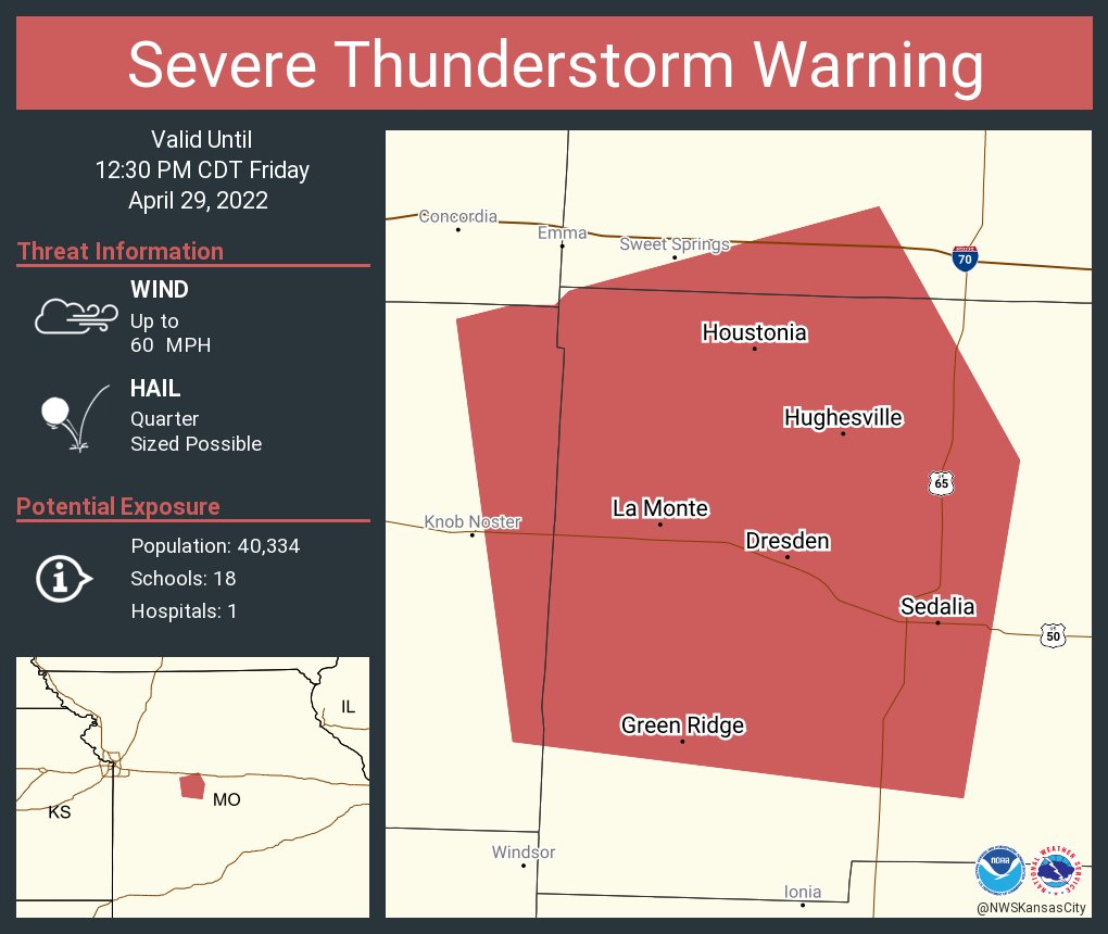 NWS Severe Tstorm on Twitter "Severe Thunderstorm Warning continues for Sedalia MO, La Monte MO