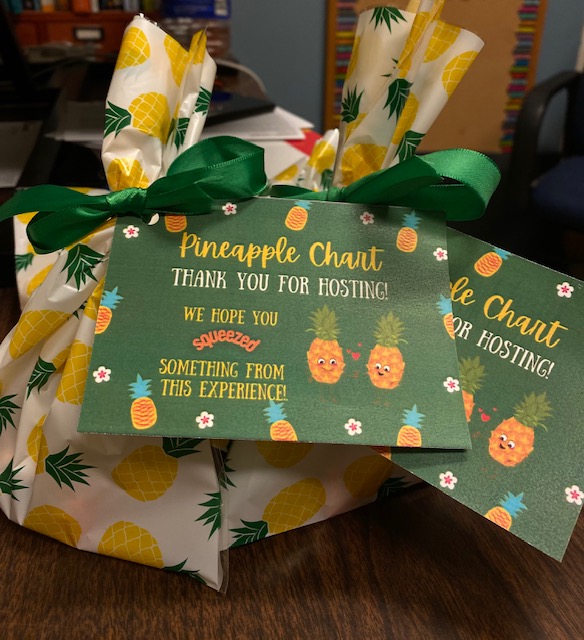 EnglishDeptFHS's tweet photo. We end the inaugural FHS Pineapple Chart Visits with a "sweet" thank you to the @BasdFreedom teachers who hosted. #pineapplevisits #teachersvisitingteachers 🍍 https://t.co/rpQvPrSGye