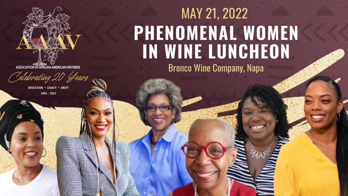 Join us in celebrating two decades of diversity in wine with the Association of African American Vintners (AAAV).

The weekend of events is open to anyone interested in supporting diversity and inclusion in the wine industry. Wine, networking, and culture! aaavintners.org