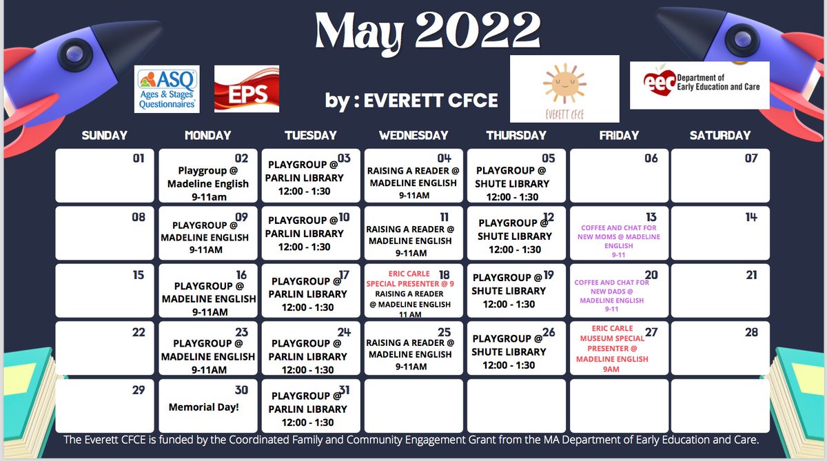 CfceEverett's tweet image. May 2022 Calendar!