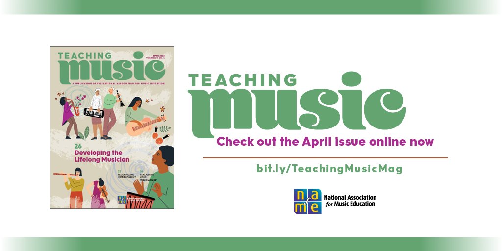 The April issue of ‘Teaching Music’ is now available online. Read about developing lifelong musicians in your classroom; realigning your musicianship; recognizing hidden talent; ideas from Frank Zappa; and more bit.ly/TeachingMusicM…