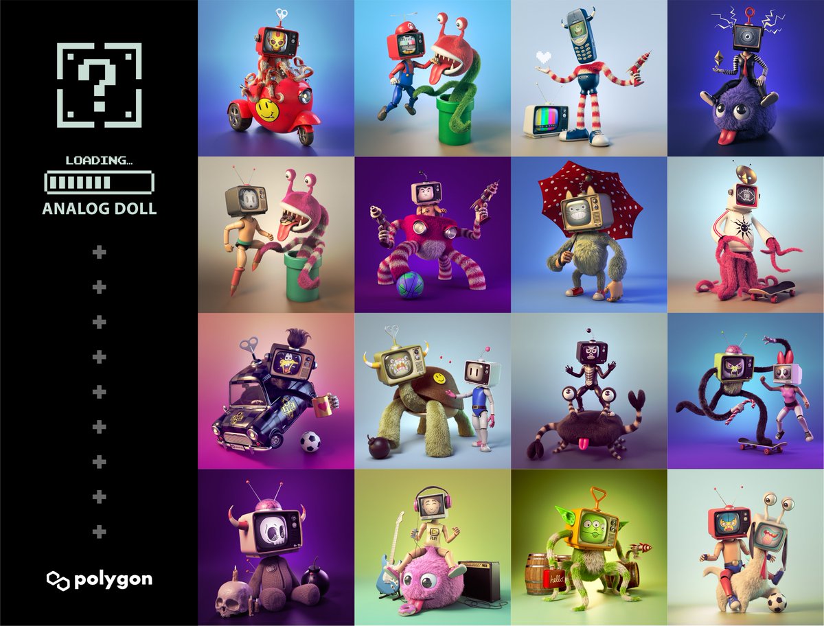 Please come and visit "Analog Doll" collection, Then you will fall in love with these dolls!!! 📺👾👾👾

👉>80% already Sold

opensea.io/collection/ana…

#NFT #NFTCommunity #NFTdrop #nftart #OpenSeaNTF #NFTartists #Polygon #NFTJPN