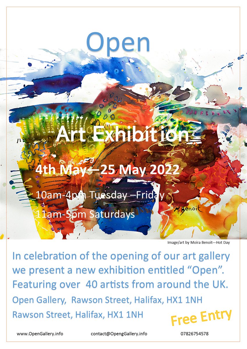 Our new exhibition coming soon! The opening is on the 4th May 2022. We'll see you at the Open Gallery, Halifax, HX1 1NH

#OpenGallery #Open #Art #exhibition #artwork #artist #artforsale #gallery #artlovers #artcollector #loveart <a href="/OpenGalleryInfo/">Open Gallery</a>