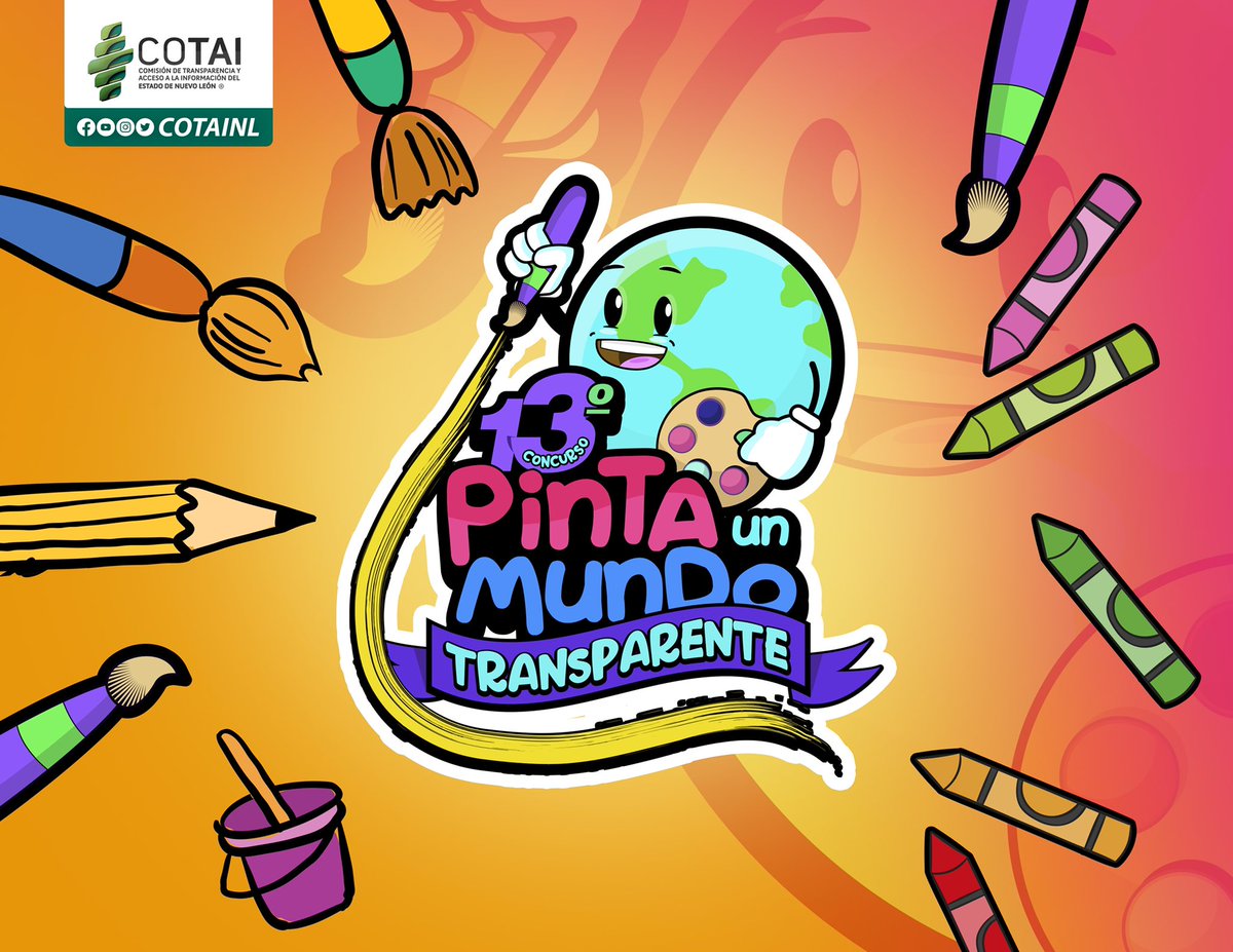 INFONLMX's tweet photo. Si a tus hijas o hijos les gusta dibujar y tienen entre 5 y 15 años, invítalos a participar en el 13º Concurso que organiza la #COTAINL:
“Pinta un Mundo Transparente”
Para participar y obtener más información, ingresa a: https://t.co/E1JUF4D5Ta https://t.co/tf6gGtMKUs