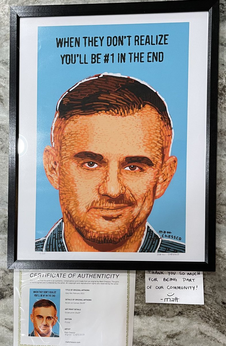 Check out this DOPE print that I won of <a href="/garyvee/">Gary Vaynerchuk</a> by <a href="/mattchessco/">Matt Chessco</a> from <a href="/popartcats/">popartcats</a> This is way too 🔥 and just won of many reasons the <a href="/popartcats/">popartcats</a> community is pure class! #WAGMI #garyvee 🐱🤠🤠🔥