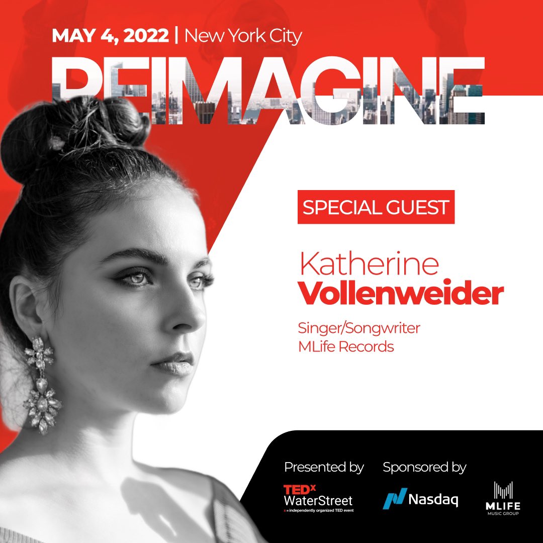 I'm honored and really excited to announce that I will be attending the <a href="/tedxwaterstreet/">TEDxWaterStreet</a> #reimagine2022 event in NYC as <a href="/Nasdaq/">Nasdaq</a> and @mliferecords special guest✨

#newlife #newadventure  #tedxtalk #switzerland #conference #nasdaq #music #singer #songwriter #katherinevollen #mlife
