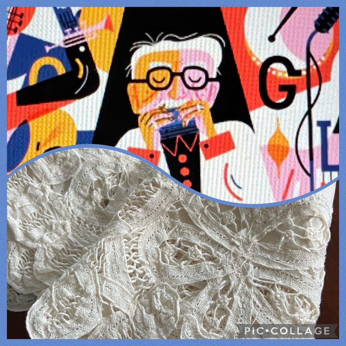 When I first moved to NYC, I worked for an agency that managed the top jazz artists, including the legendary Toots Thielemans. I did some work for him and as a thank you he sent me this beautiful Belgian lace &amp; today he’s a Google Doodle and I just had to tell someone! #toots