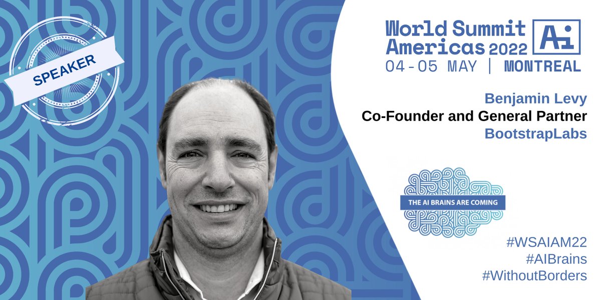 Excited to speak at The World Summit AI in Montreal in front of 2,000 attendees next week. BootstrapLabs was the first VC in the US to invest exclusively in Applied AI Tech startups. Ping me if you want a ticket/discount.

#WSAIAM22  #AIBrains #aai #aiforgood