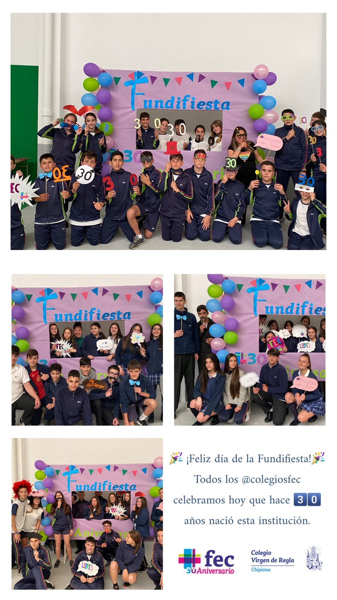 fecvr's tweet photo. 🎉 ¡Feliz día de la Fundifiesta! 🎉
Todos los @colegiosfec celebramos hoy que hace 3️⃣0️⃣ años nació esta institución con el objetivo de "Hacer escuela y educar personas". #somosFec30 #Fundifiesta #ColegiosFec #FEC #LibresyResponsables https://t.co/59lxJ5EGk4