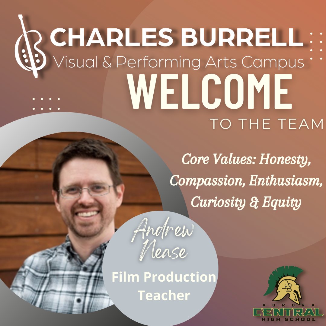 burrellartsk12's tweet photo. #Welcome Andrew Nease to the #Burrellartsk12 Pathway & Aurora Central Team, as the #FilmProductionTeacher. He comes to us with a ton of experience.
Andrew is excited that Burrell Arts #embraces #art as an integral part of #education.
#unitythroughcreativity #ourwhy #jadoo #achs https://t.co/CgQX0F62gV