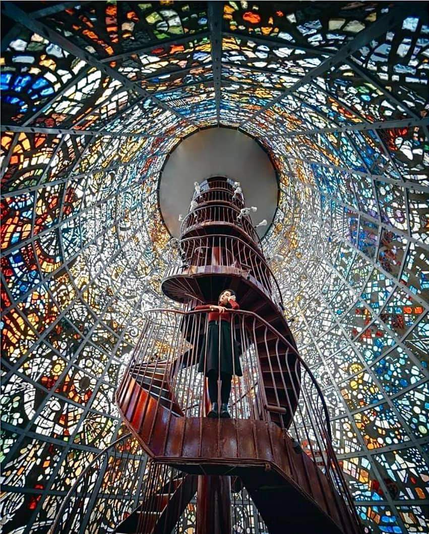 Spiral staircase at Hakone Open-Air Museum (Japan's first open-air