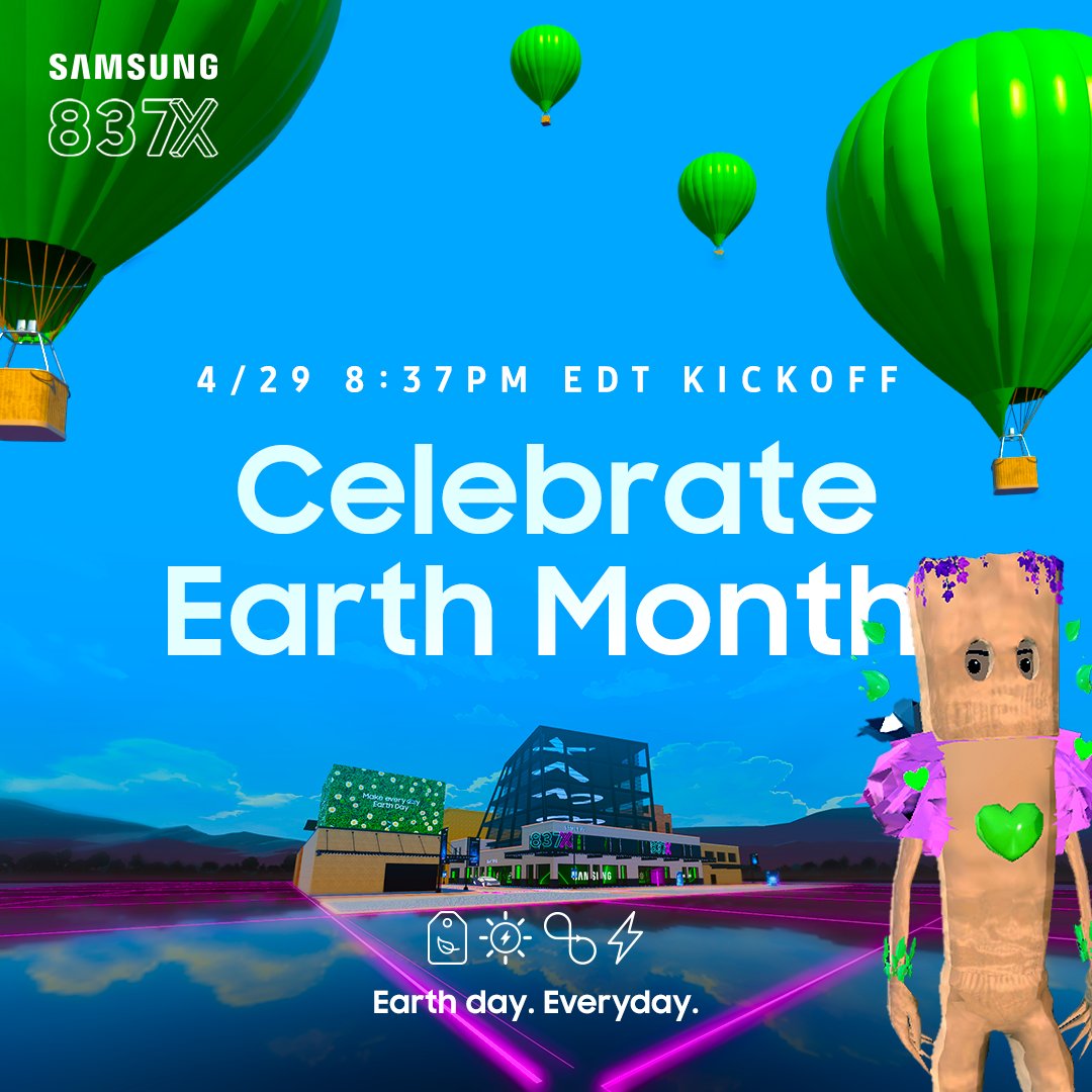 RT SamsungUS: At #837X, it’s Earth Day, every day. We’re keeping the #EarthMonth celebration going with a hot air balloon journey, exclusive wearable giveaways, and a livestreamed concert with @aymusik tomorrow at 8:37 pm EDT. #metaverse @Decentraland #NFT [bit.ly] [twitter.com] [pbs.twimg.com]