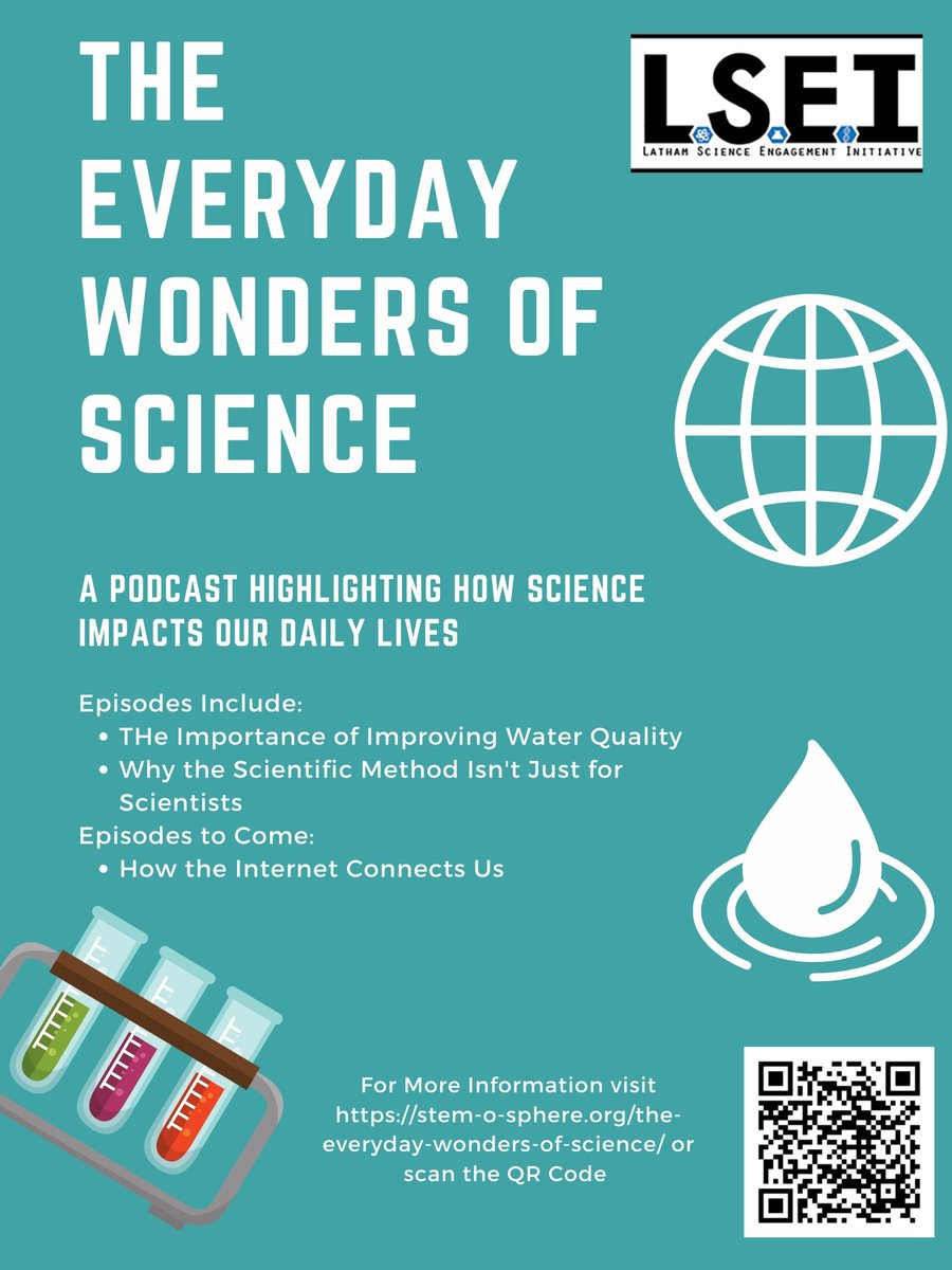 stemosphere's tweet image. The Everyday Wonders of Science: Have you ever wondered how the scientific process works? Listen to "Everyday Wonders of Science" to see how science impacts our daily lives. Episodes focus on the internet, water quality, and why the scientific method isn't just for scientists!
