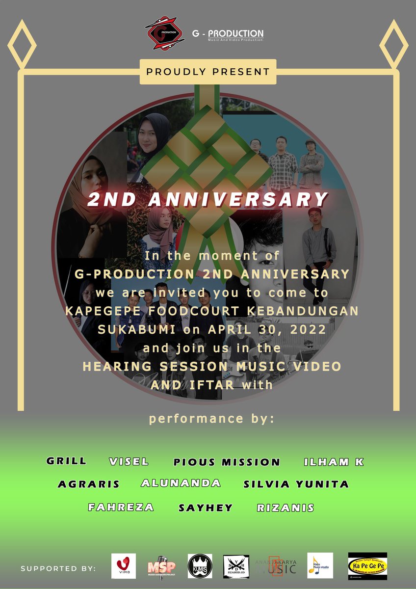 growent_'s tweet photo. Happy Anniversary 2nd G-Production

Kuyy merapat di acara Annive nya G Prod, disini kalian bisa ngebuburit + iftar ditemani artis artis nya g production😍😍 selain itu juga kita bakal adain hearing session + doorprize dll.. Ayo merapat aja besok.. Kuyyy😍😍 https://t.co/CQv1gYMelc