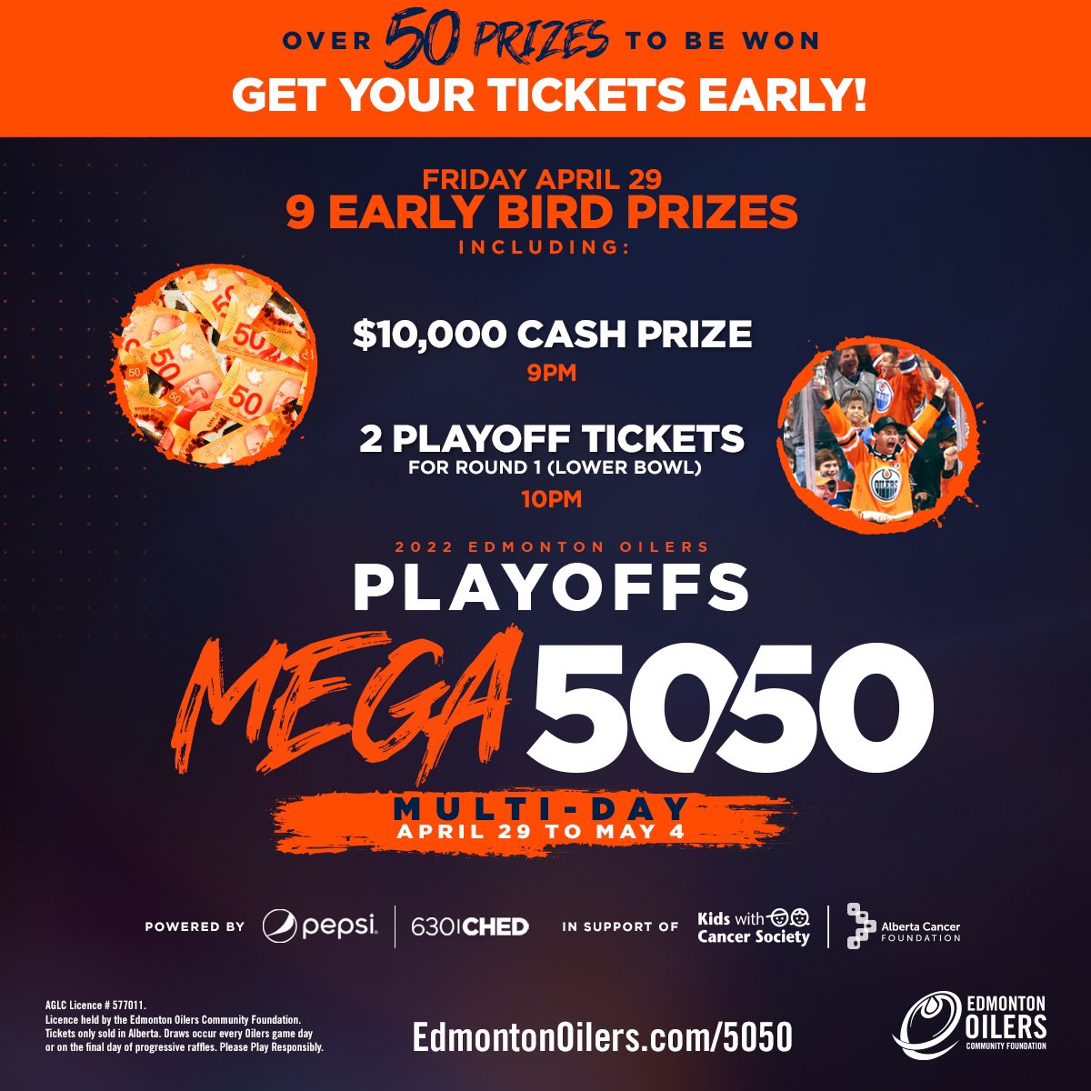 We are so excited to announce that we are one of the charity’s of choice for the Mega Multi-Day 50/50!!! Support the Kids with Cancer Society and purchase your 50/50 ticket today! nhl.com/oilers/communi… @Oil_Foundation @EdmontonOilers