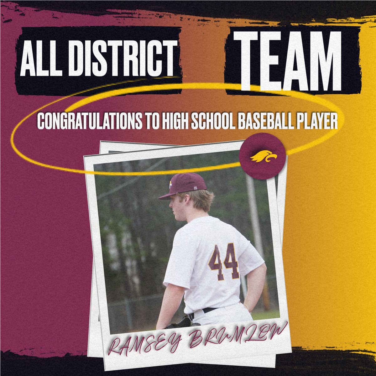 athletics_grace's tweet photo. Congratulations to Senior, Ramsey Brumlow on being selected for All District for High School Baseball! #GraceBaseball 💛🦅 https://t.co/aJKV5UHef4