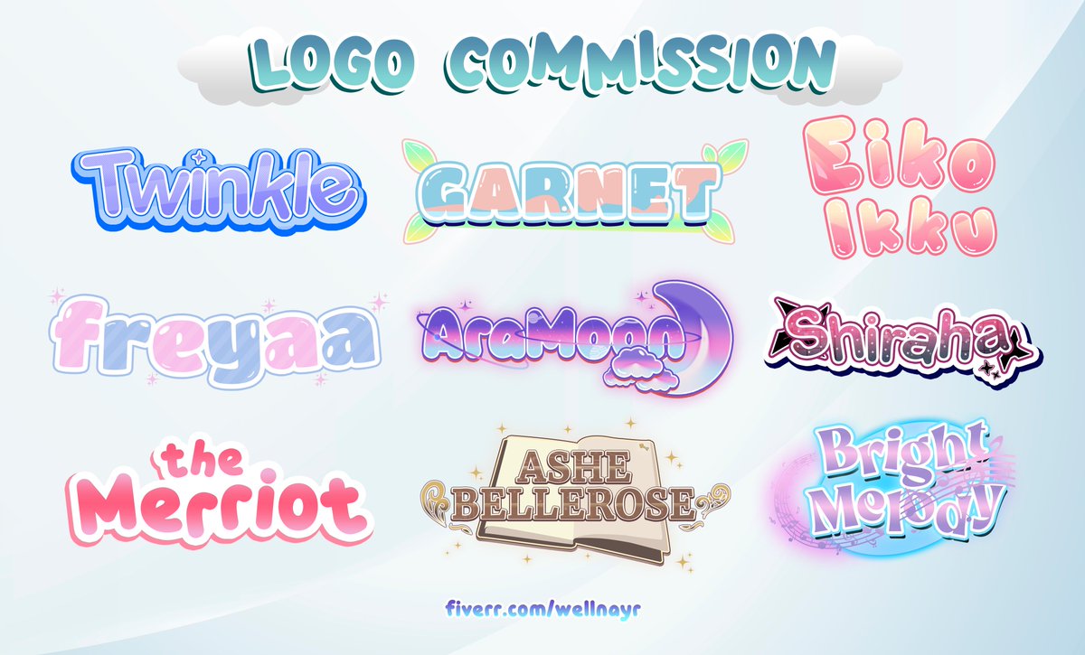 wellnayr's tweet photo. Hi! I open commission for vtuber logo or streamer. I offer 3 packages of the logo commission, basic-standard-premium. Message me first to order!

💕Come to my gigs here:
https://t.co/Hdpc3GzaZc

#Vtuber #VTuberEN #VtuberLOGO #Logovtuber #Vtuberのロゴが見てみたい #logocommission https://t.co/RSkR5pqPOv