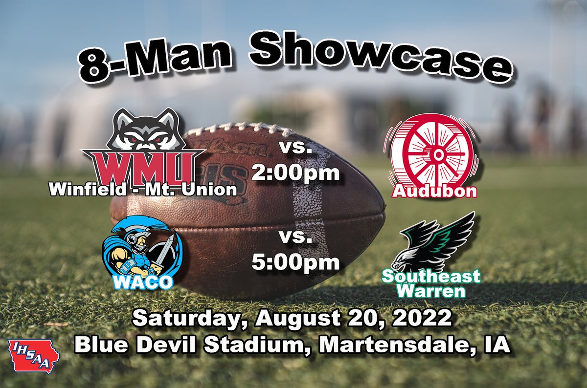 Check out this Week 0 event. Make your way to Martensdale on Saturday, August 20th to see a pair of 8 man games!