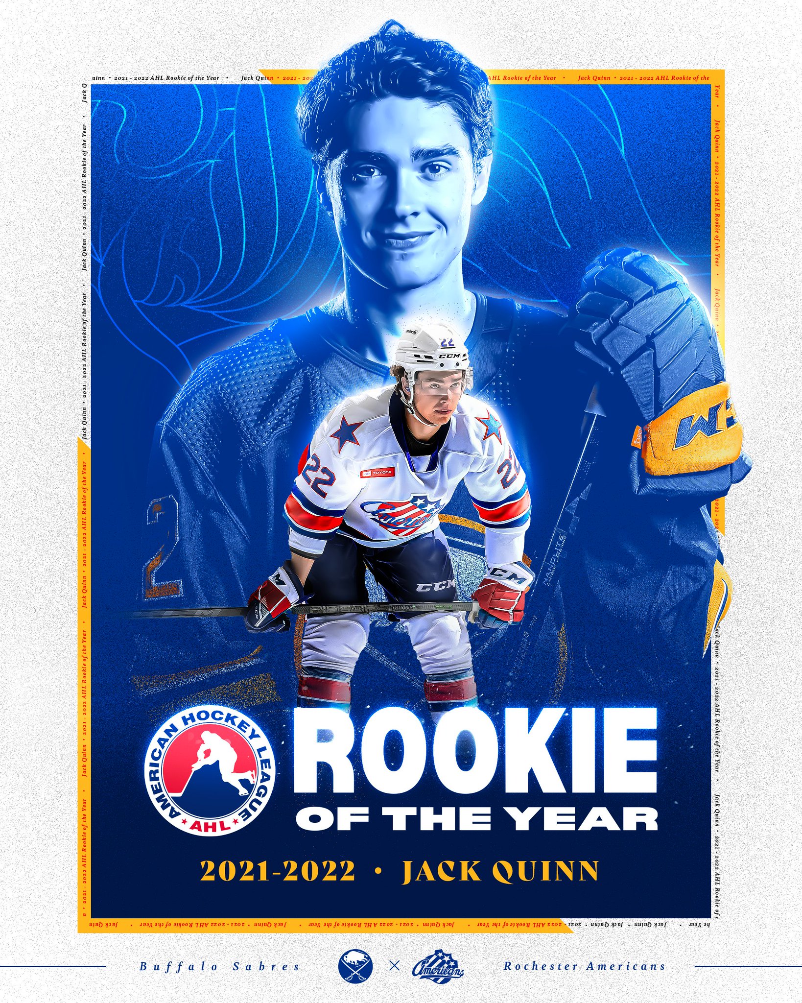 Buffalo Sabres on X: What a year, Jack Quinn! 👏 Jack's been named the  21-22 AHL Rookie of the Year:  #LetsGoBuffalo   / X