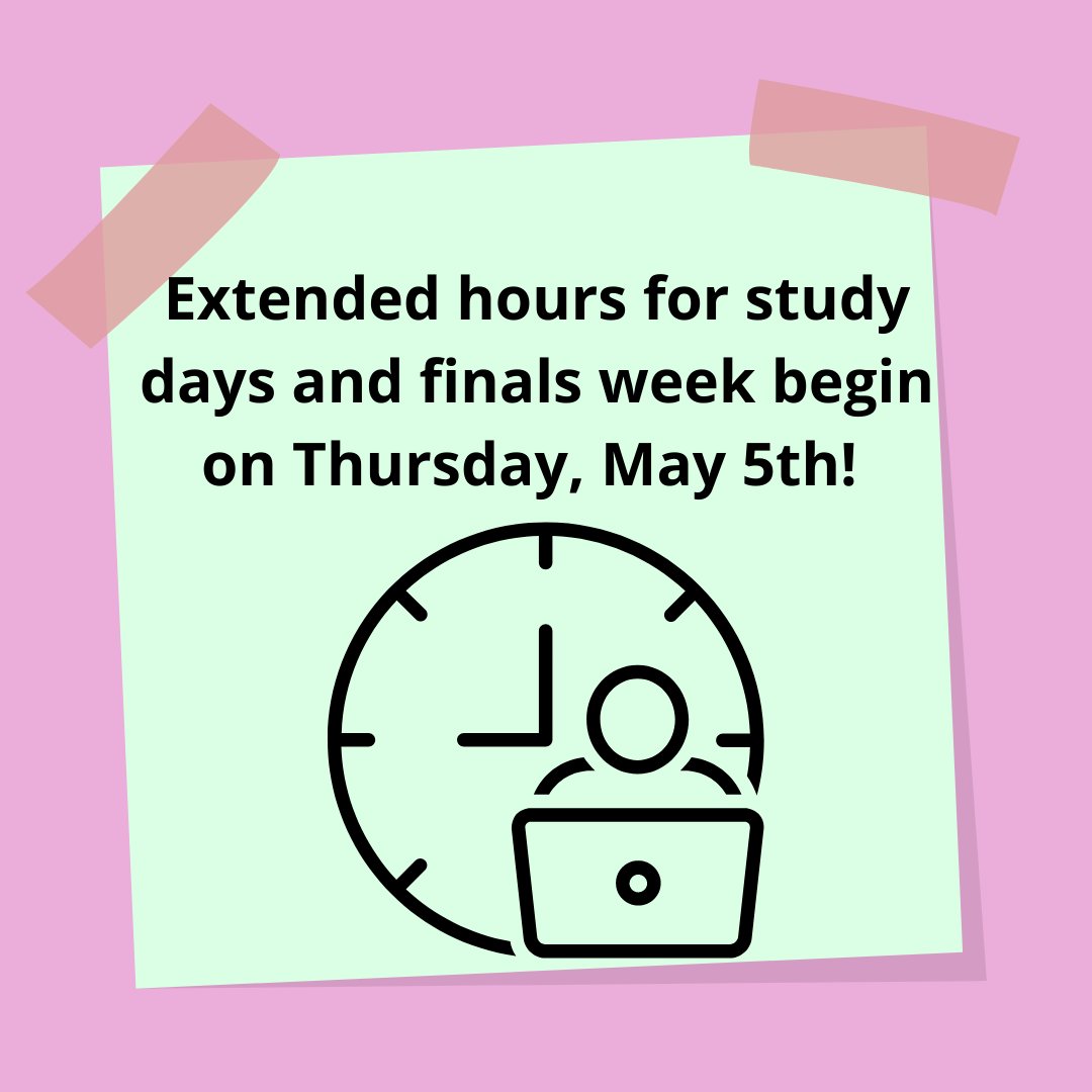 UNO Libraries on Twitter "Extended hours for study days and finals