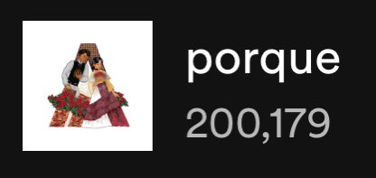 Pasingit lang po ng achievement ng 'porque'. 200,000+ streams on Spotify! Yay!

OK. Back to #SaPanaginipNaLang MV 🔗 youtu.be/5oADOoBA8WM

STREAM ALAMAT SPNL MV
#AlamatSPNL_MVPremiere