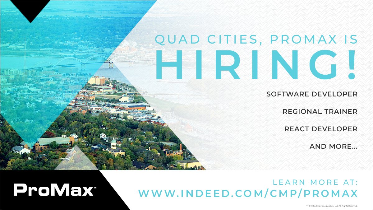 ProMaxUnlimited's tweet image. Hey Quad Cities- do you want to work for an exciting software company with a hungry, start-up mentality? ProMax is #hiring!

We're building automotive's next core platform, and we're growing quickly- come be part of a winning team!

hubs.ly/Q019bK1W0