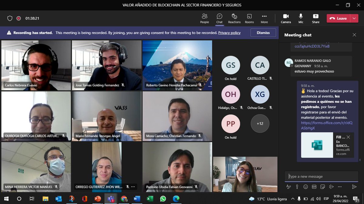 VassColombia's tweet photo. 👩💼Hoy estuvimos junto con el Grupo @BancoPichincha y @VASS_Group en el #webinar de "Valor Añadido de #Blockchain al Sector Financiero". 🏦Una sesión muy interesante para conocer aún más sobre este concepto tecnológico y sus casos de uso.
@VassColombia #VASSLATAM https://t.co/393FbZCD7c