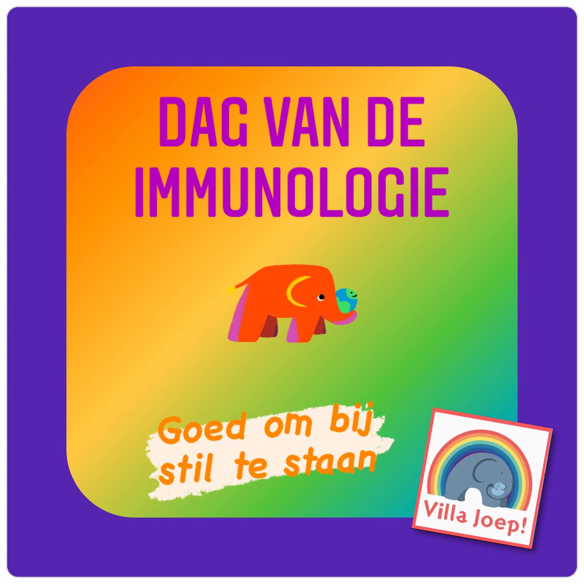 Vandaag is de dag van de immunologie. Goed om gewoon eens bij stil te staan, in de drukte van alle dag, en te beseffen wat de impact is op veel levens.
Reden om het leven te vieren en het te waarderen. Het is niet vanzelfsprekend.