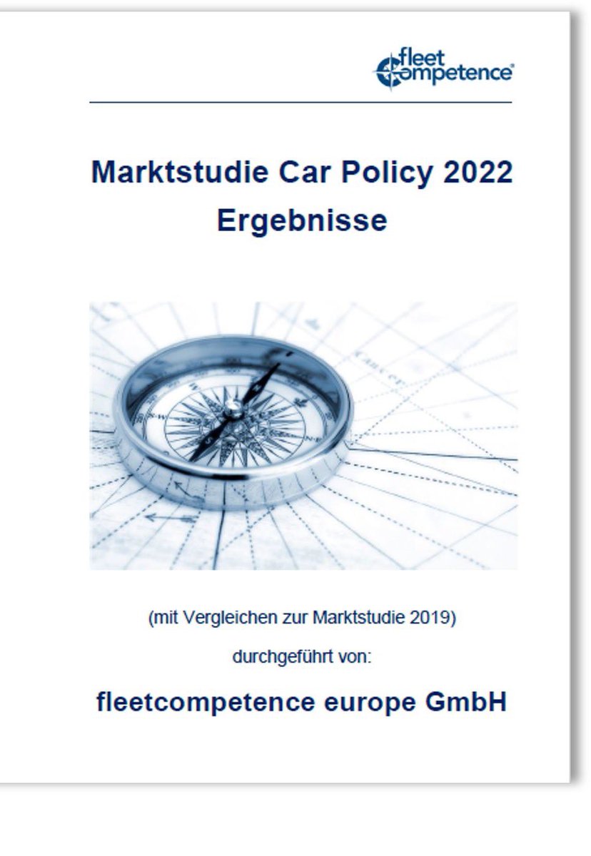 Marktstudie Car Policy 2022 - Ergebnisbericht ab sofort erhältlich. Rund 80 Seiten. Grosser Teil Elektromobilität. Bestellbar bei: balz.eggenberger@fleetcompetence.com