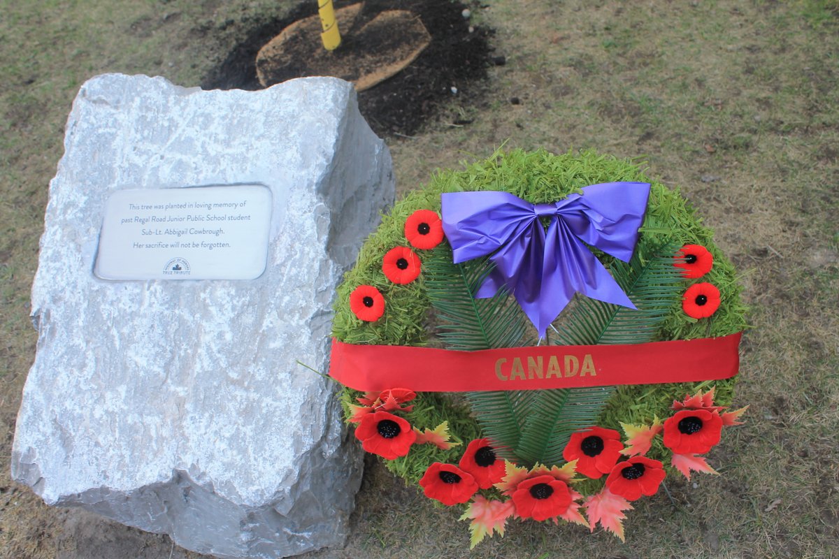 Today, we planted a memorial tree to honour Sub.-Lt. Cowbrough on the 2nd anniversary of the CH-148 crash, which claimed 6 lives. We were joined by Abbi's friends &amp; family, MPP <a href="/maritstiles/">Marit Stiles</a>, Principal Morris, Ward 9 Trustee Donaldson, @ Cdr  Smith from <a href="/HMCS_NCSM_YORK/">HMCS YORK / NCSM YORK</a>