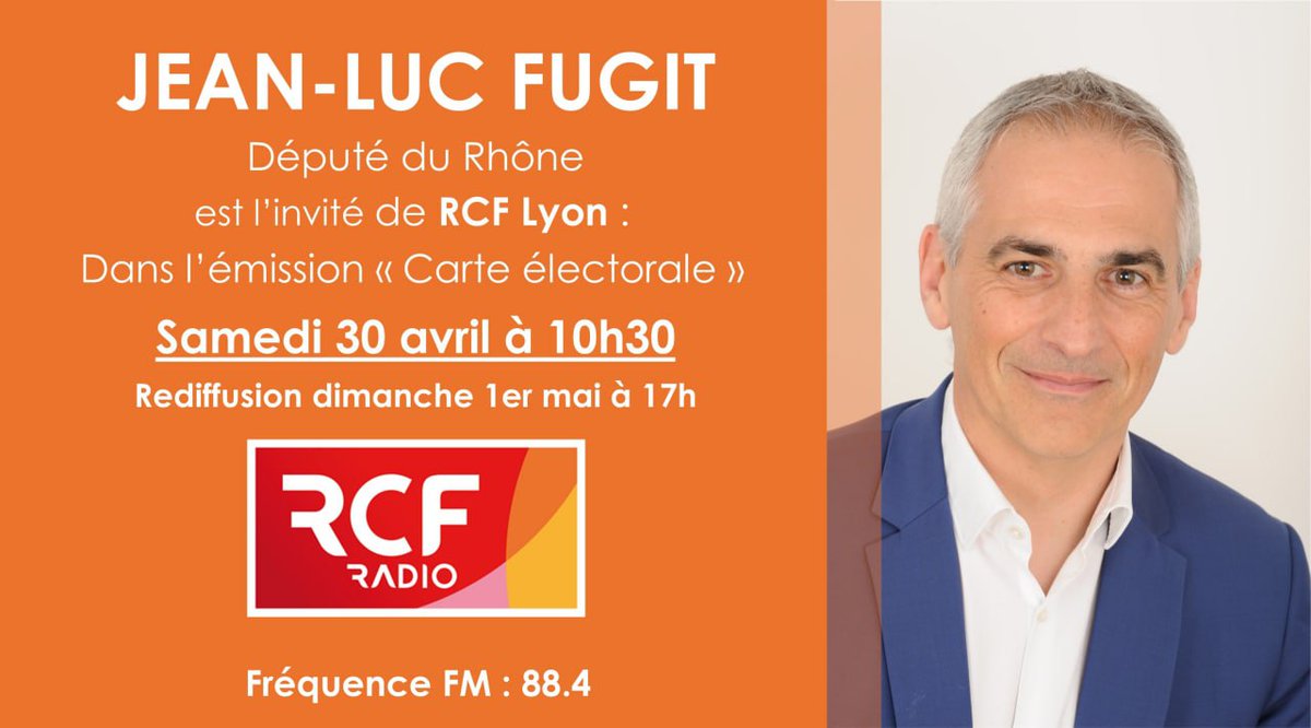 Jean_LucFUGIT's tweet photo. 🎙️ Retrouvez-moi ce samedi 10h30 et ce dimanche 17h sur RCF dans l'émission "Carte électorale".
➡️ L'occasion de dresser un bilan de l'élection présidentielle, et évoquer les élections législatives aux travers notamment des grands enjeux locaux et nationaux. https://t.co/BqENODInoX